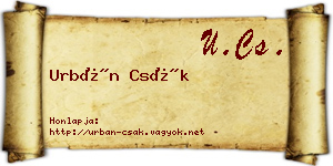 Urbán Csák névjegykártya